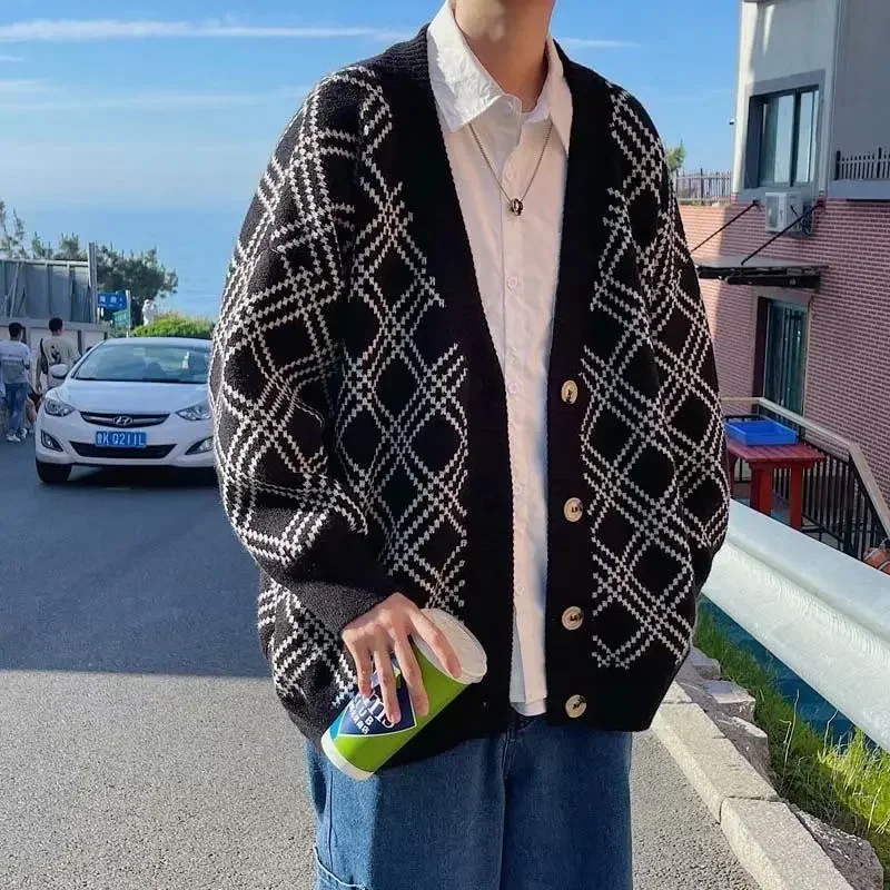 Winter Clothing Meme - Men's Clothing Plaid Knit Sweater Male
