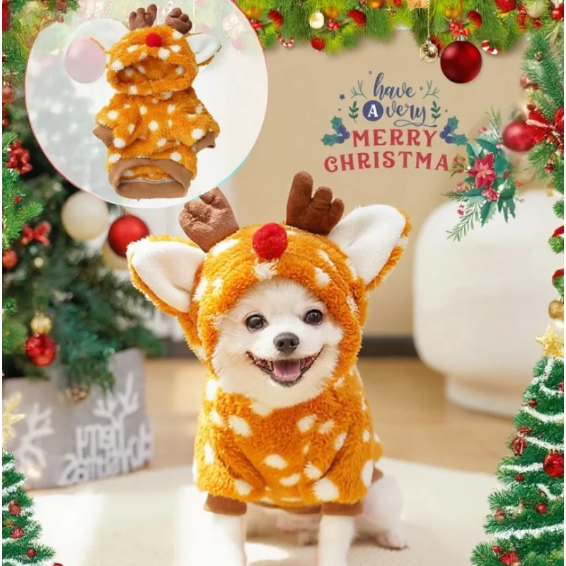 Winter Clothing Must Haves - 1pc Cute Christmas Reindeer Pet Clothing