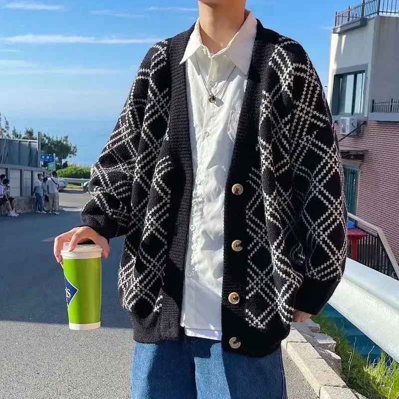 Men's Clothing Plaid Knit Swea - Winter Clothing Meme recension och pris