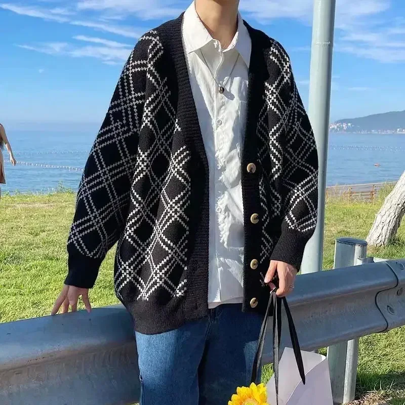 Men's Clothing Plaid Knit Swea - Winter Clothing Meme recension och pris